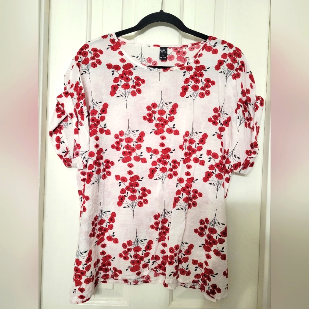 XL womans top red black